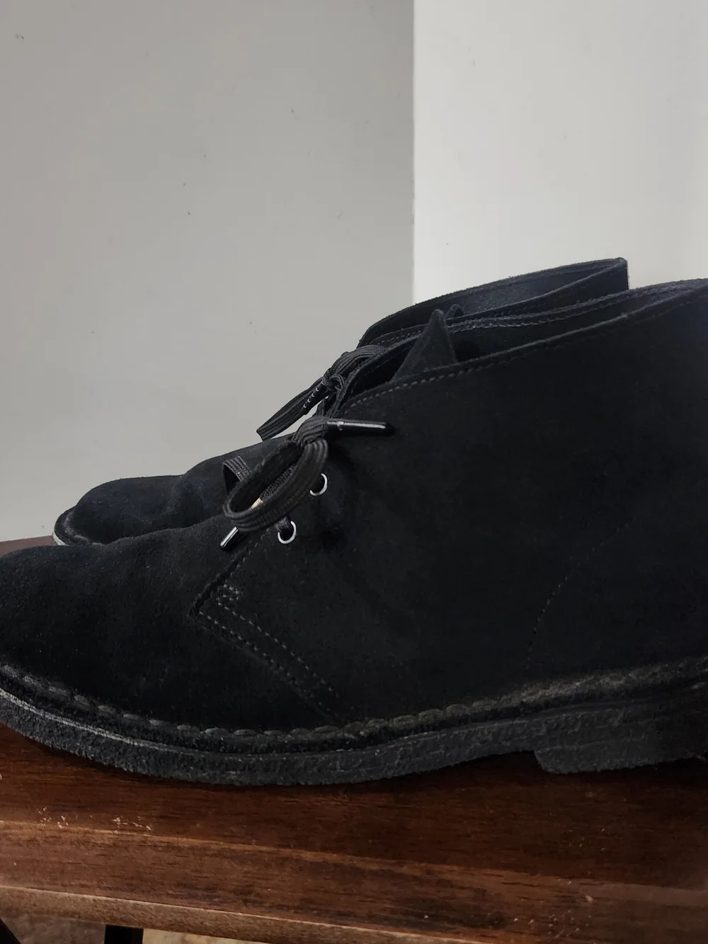 Clarks Originals Desert Boots Mens 9 Black / Black Suede Charles F Stead Chukka